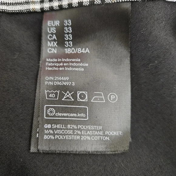 H&M Straight Leg Dress Pants Black Plaid High Rise Trouser - Picture 6 of 6